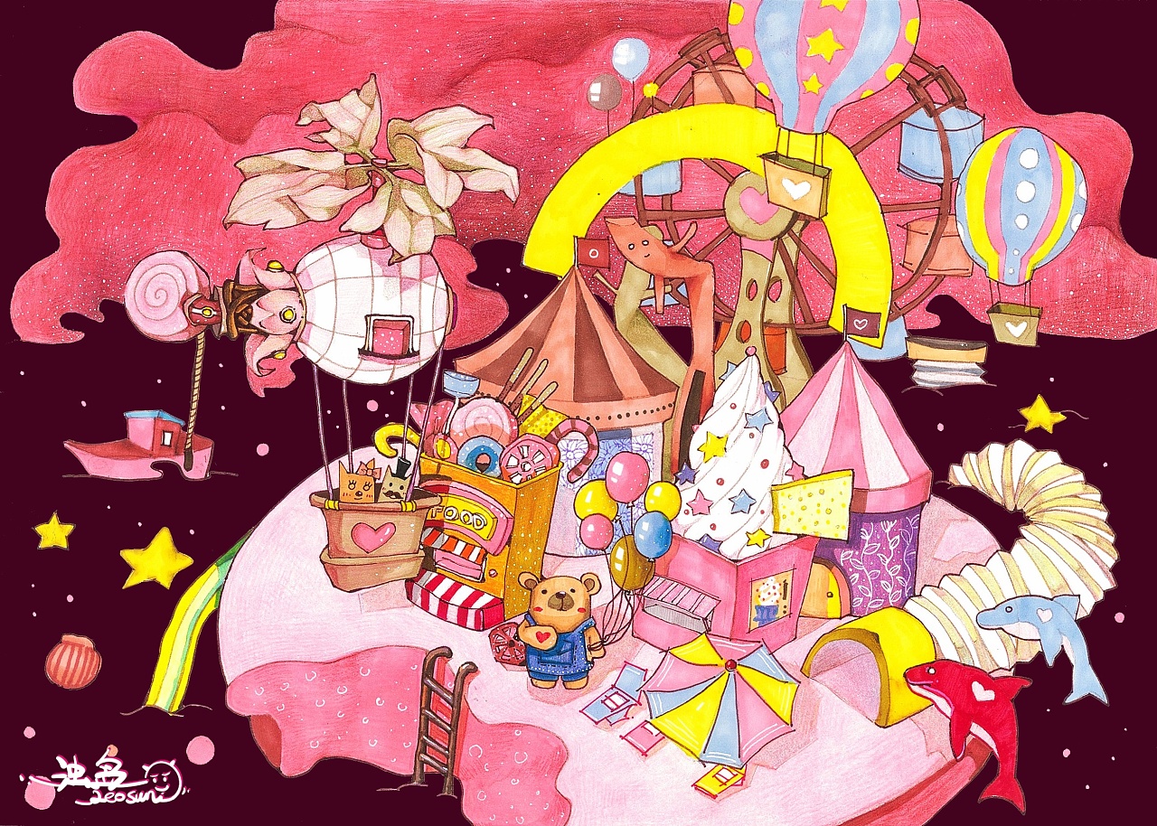 【粉红游乐园】插画