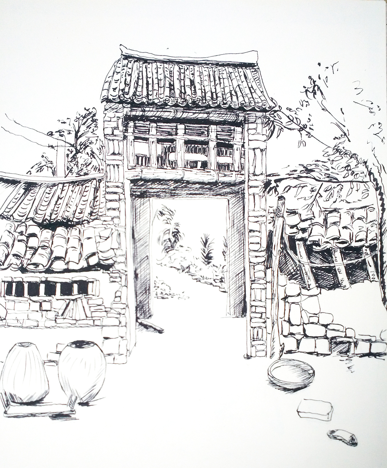 风景速写,建筑速写。