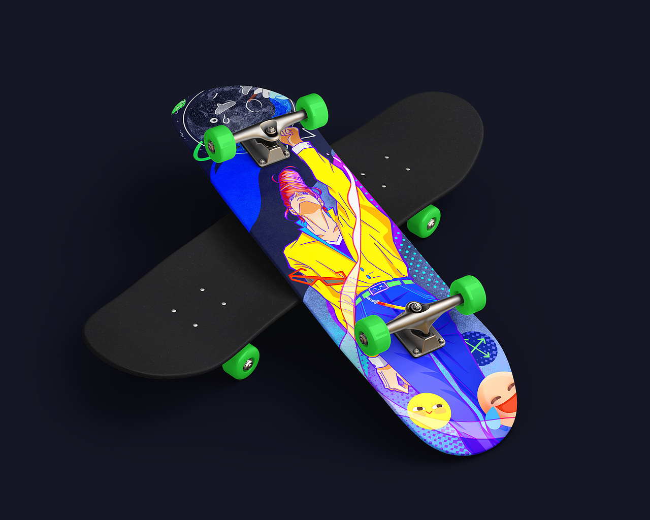 碰撞-滑板设计（图ZMjYxNDYyODk2） - 艺术插画 - 站酷设计师RebeccaClancy原创素材 - 站酷ZCOOL