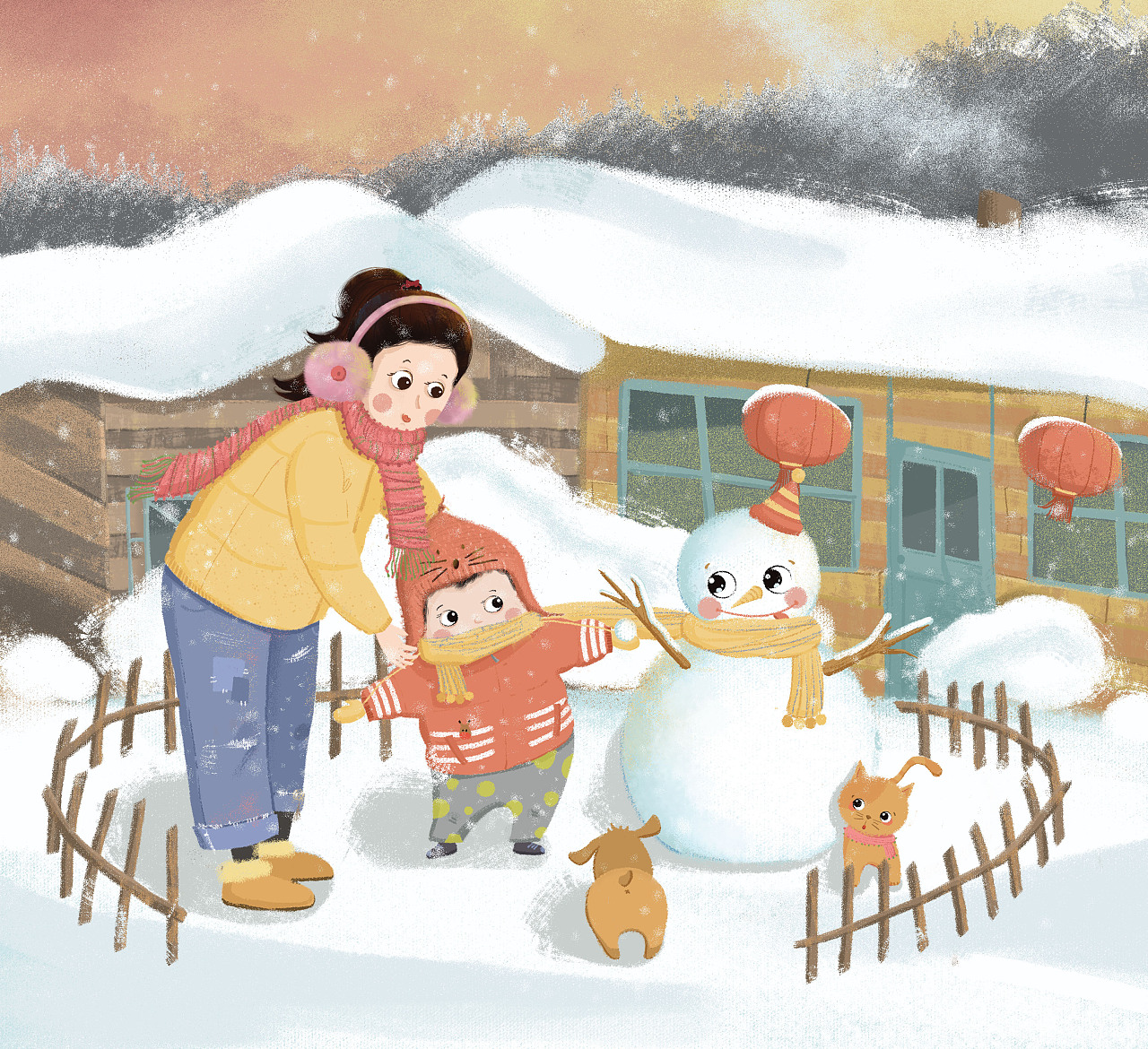 关于冬天和雪的插画小合集_插画师阿丽子-站酷ZCOOL