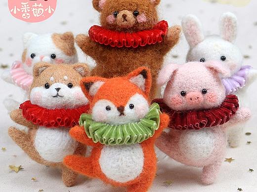 波士顿芭蕾舞小熊猫狗兔狐狸猪动物手工 羊毛毡 戳戳乐