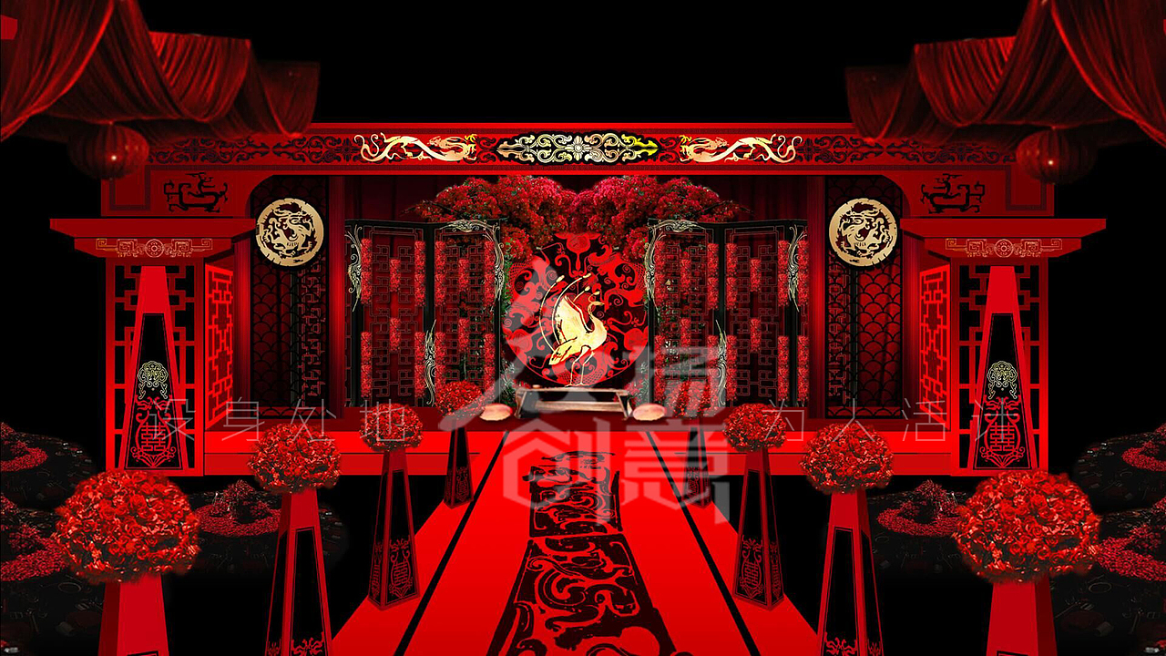 周汉婚礼 大厅柱子与主体的完美结合——周式建筑+汉式元素+现代装饰