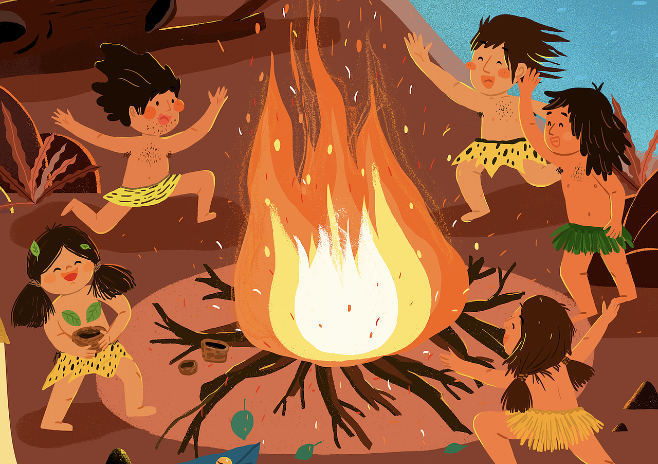 远古时期的生活——期刊插图|插画|商业插画|白芳圆_原创作品-站酷