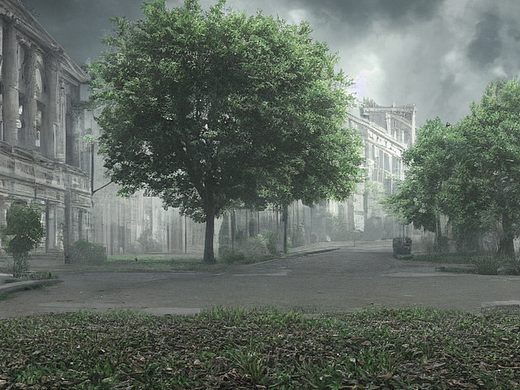 #AI创作实验室#树叶，风，楼群