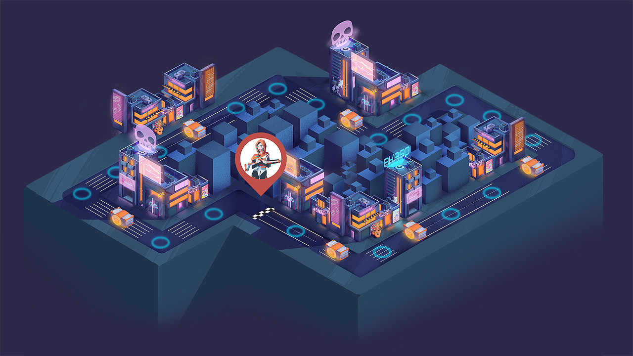 游戏地图,本来打算做完整的城市,有各种区域,然而时间关系,实际绘制的