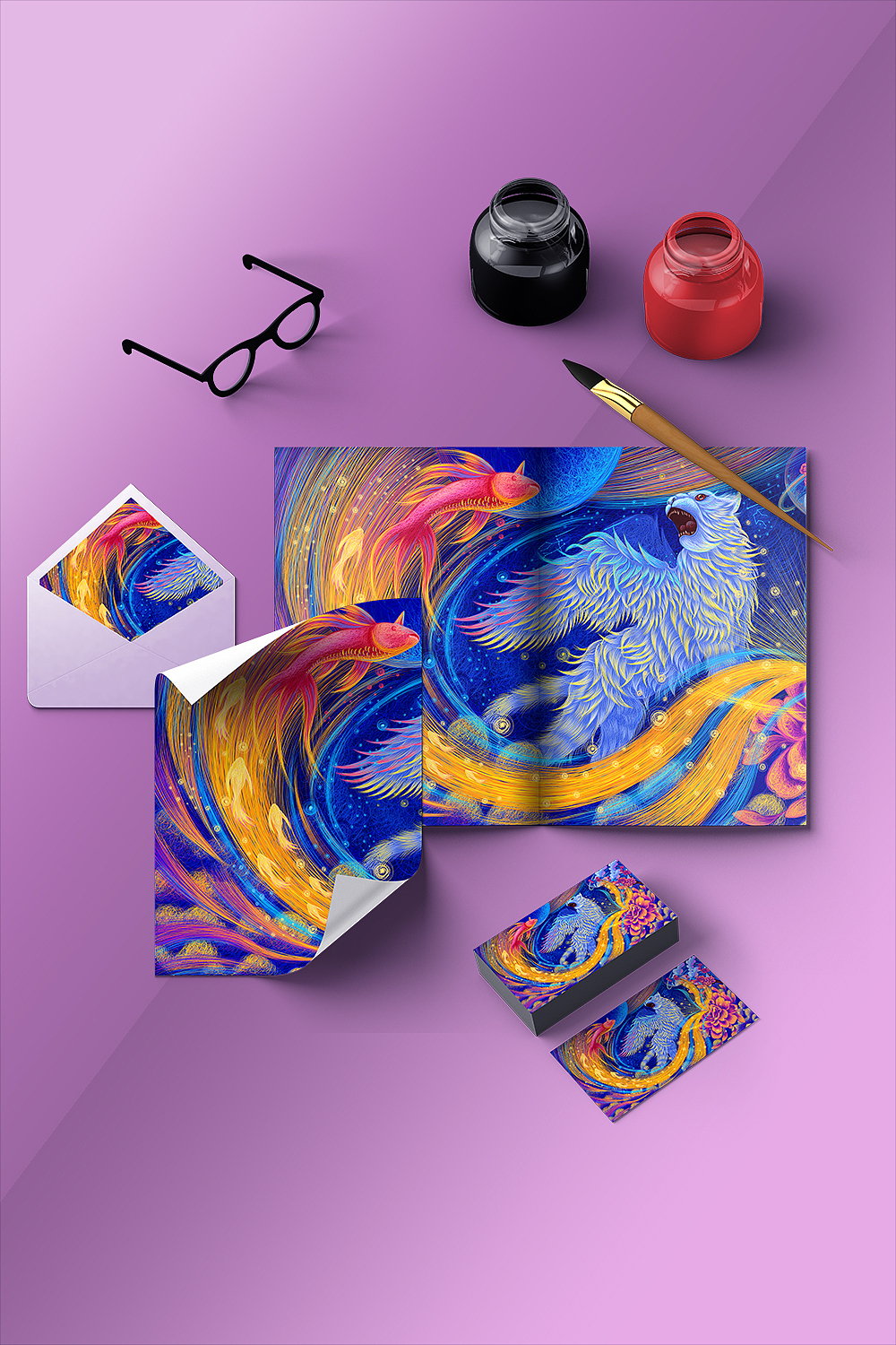 如虎添翼插画海报设计