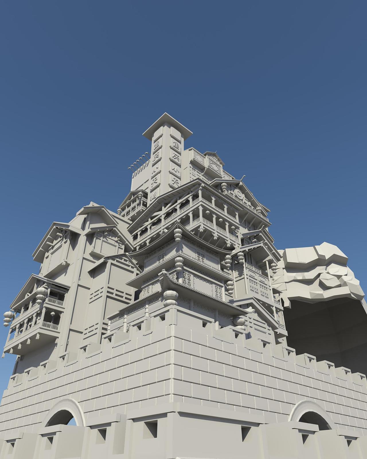 洪崖洞素模一组（图ZOTM0NDI4MA==） - 建筑/空间 - 站酷设计师sunbinqj原创素材 - 站酷ZCOOL