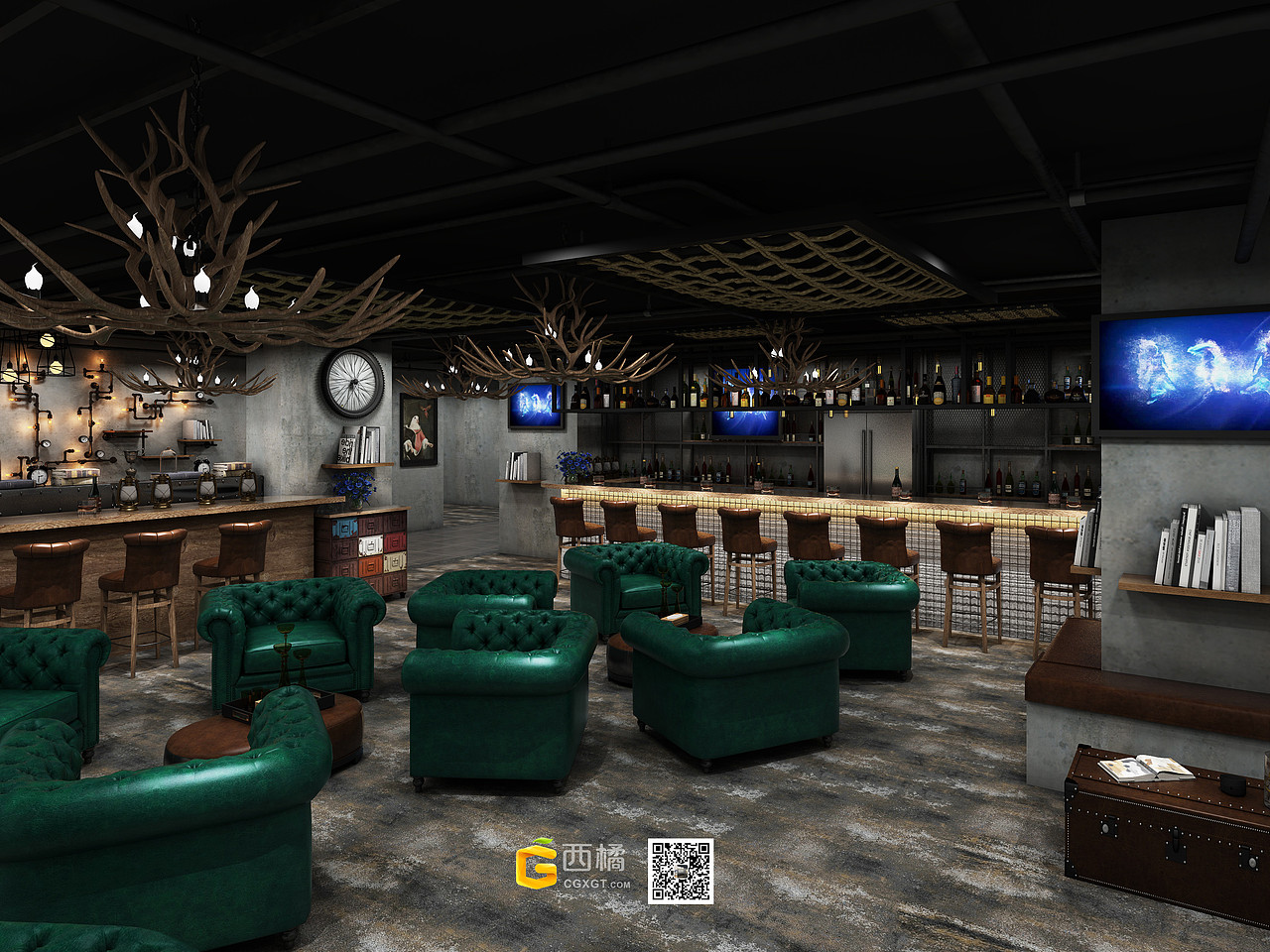 理发店效果（图ZMTE5MzkyMTg4） - 家装设计 - 站酷设计师西橘效果图原创素材 - 站酷ZCOOL