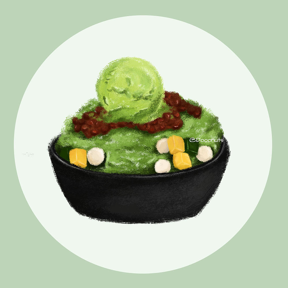 抹茶甜品插画练习
