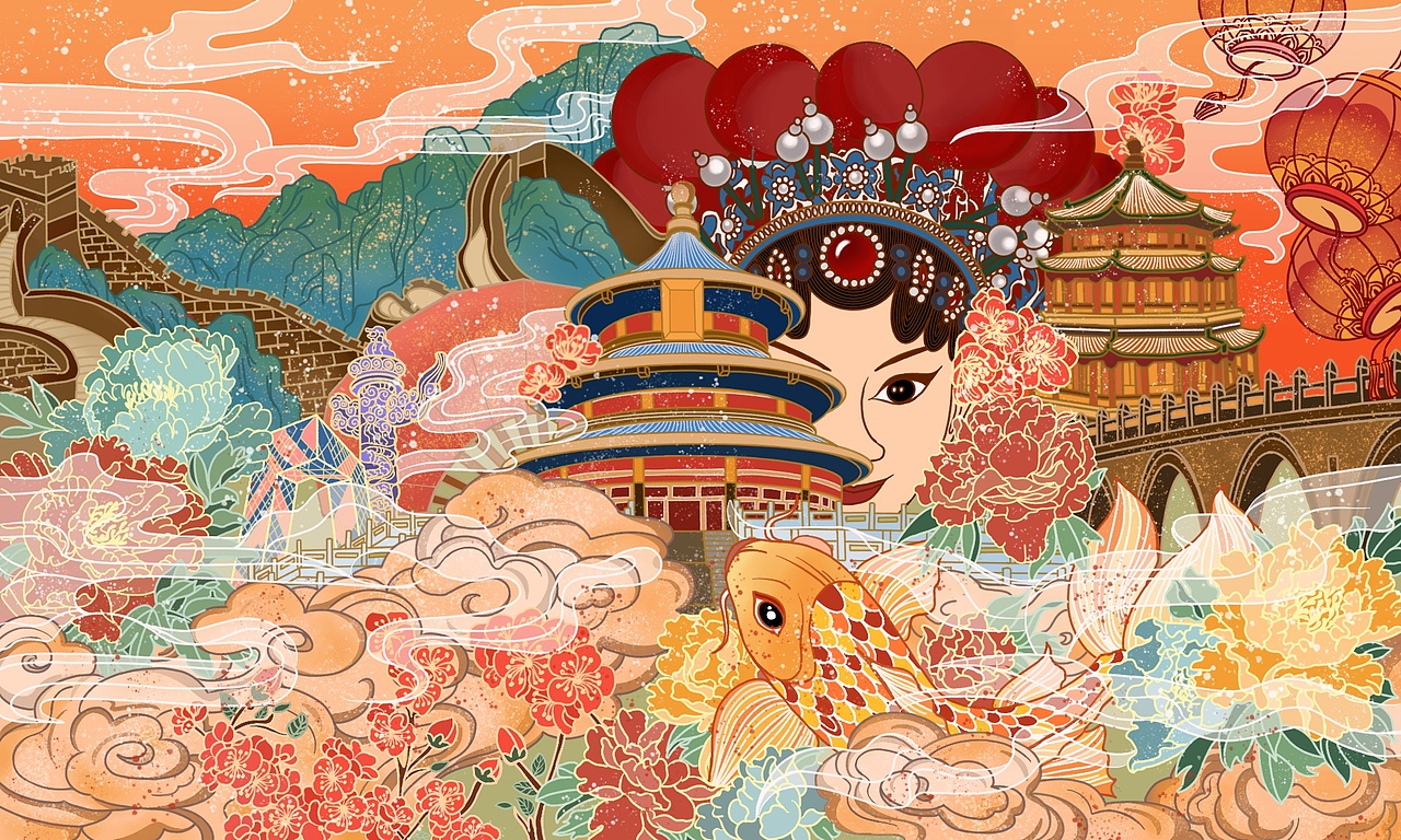 国潮插画——北京|插画|商业插画|沙怪 - 原创作品 - 站酷 (zcool)