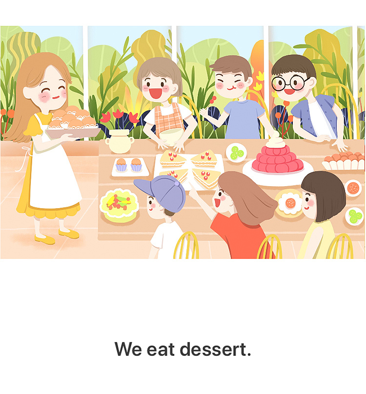 与gkid英语合作的插画项目 at the restaurant