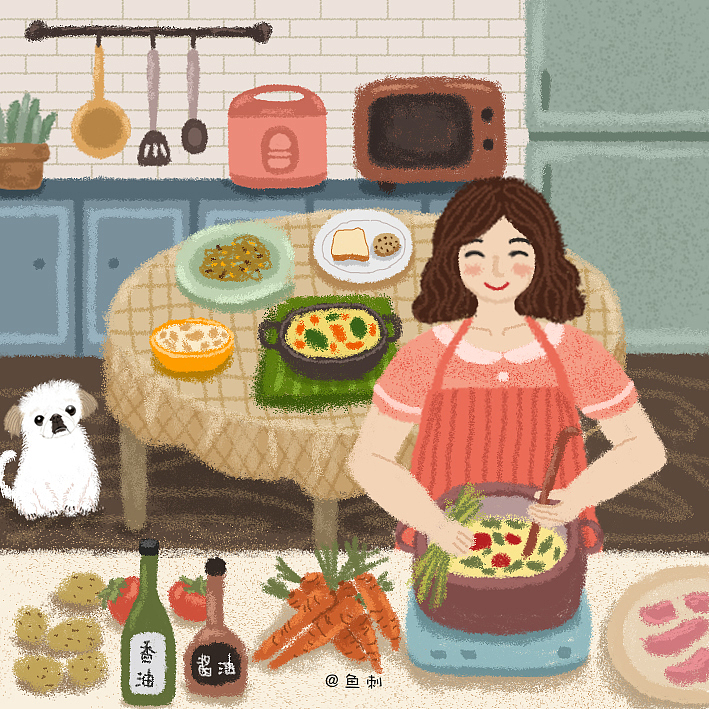 我才不是一只没有故事的小京巴|插画|创作习作|秋天的鱼hzx_原创作品