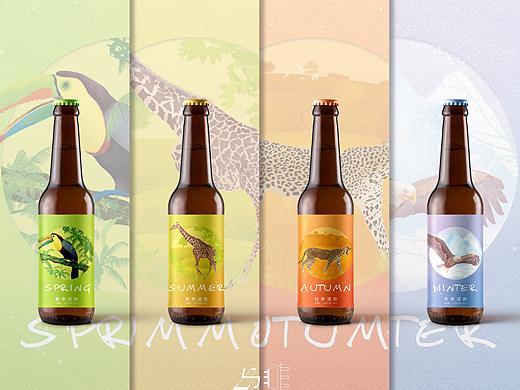 精酿啤酒酒标设计-四季插画版