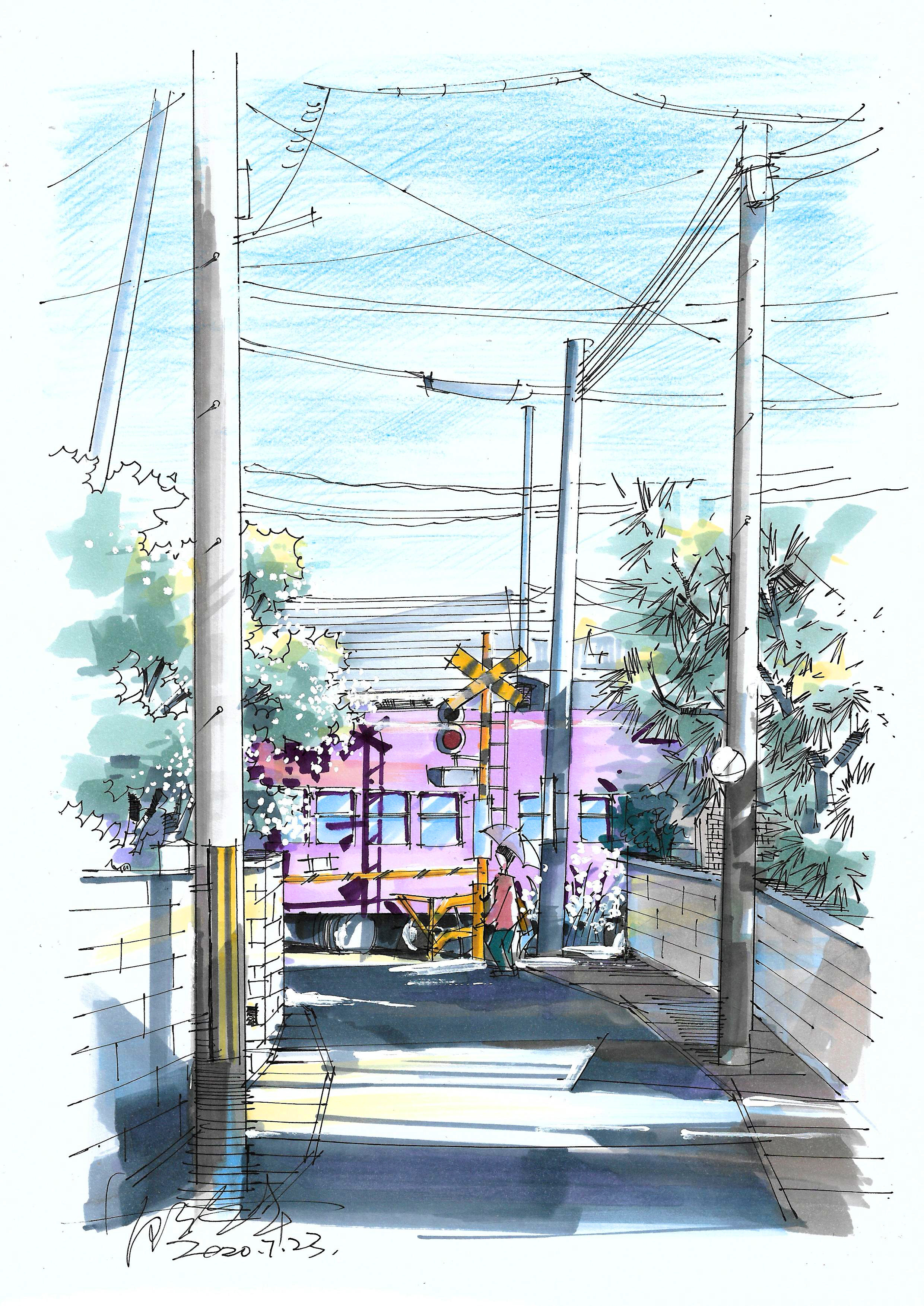 马克笔手绘|纯艺术|绘画|在幸福的步道上颠 - 原创作品 - 站酷 (zcool