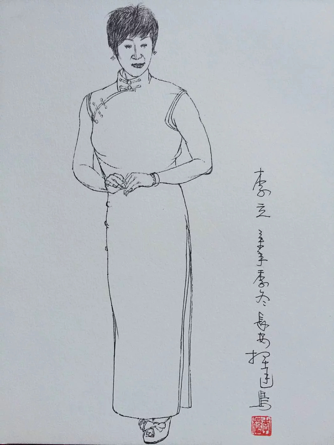 旗袍装人物动态速写