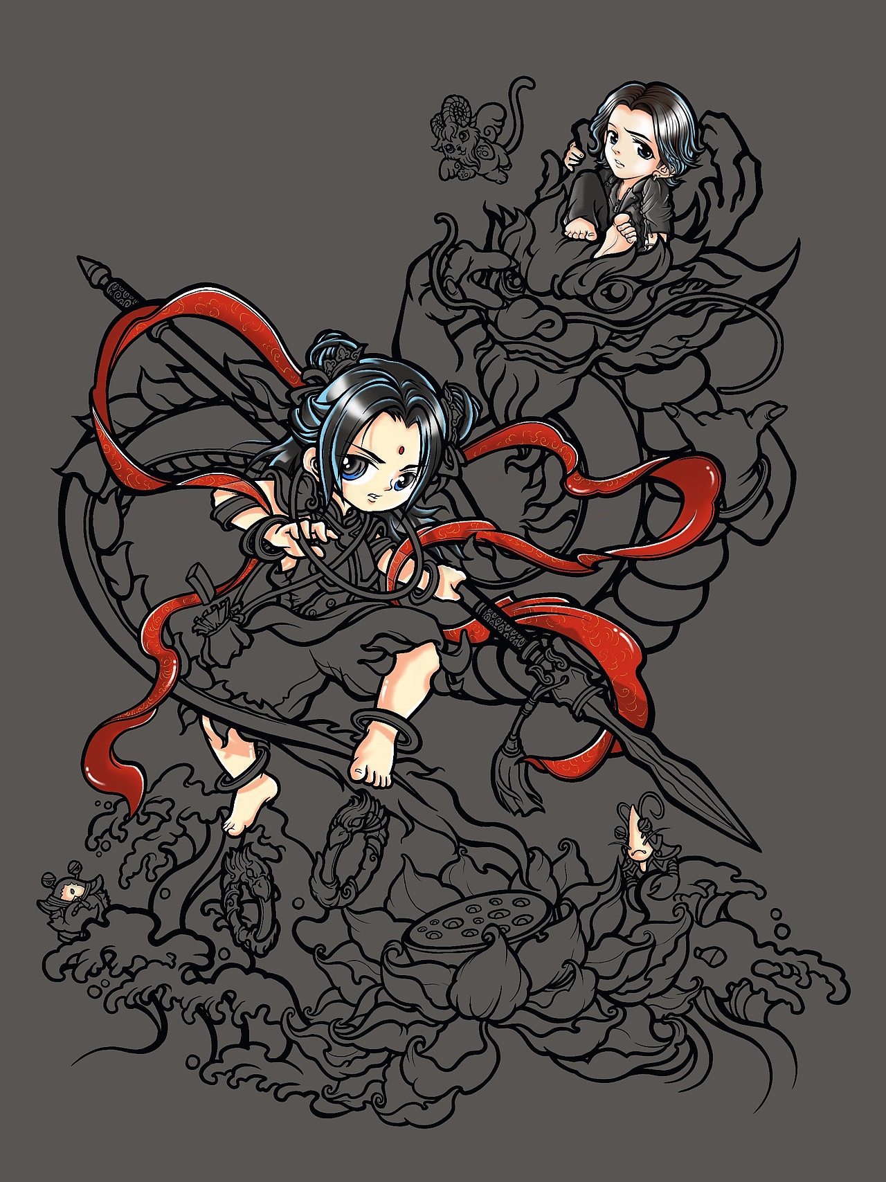 《莲花先锋-封神小哪吒》（图ZMTYzNjczNTE2） - 商业插画 - 站酷设计师六叔洪鋭原创素材 - 站酷ZCOOL