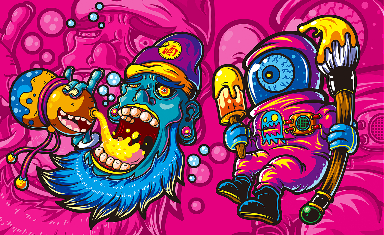 酒鬼&大眼（图ZNjQ1Njc2NTI=） - 商业插画 - 站酷设计师夏边浩怔原创素材 - 站酷ZCOOL