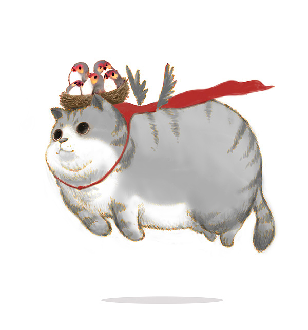 喵星人四五只，祝大家新年快乐！（图ZODE3NTI1Mg==） - 商业插画 - 站酷设计师吾皇的白茶原创素材 - 站酷ZCOOL