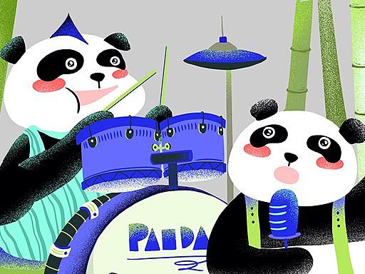 插画:竹林摇滚 乐队熊猫