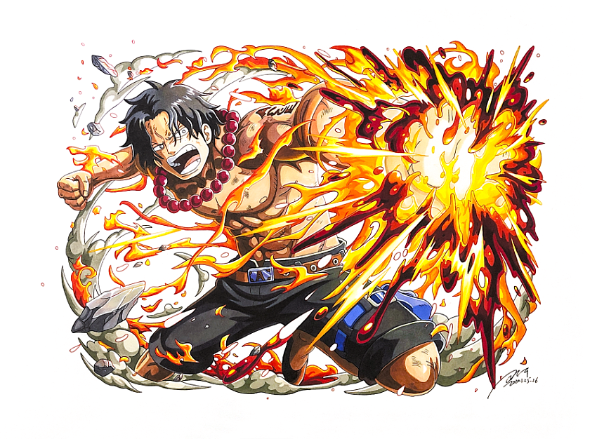 马克笔手绘海贼王火拳艾斯|动漫|单幅漫画|g飞鸟g_原创作品-站酷zcool