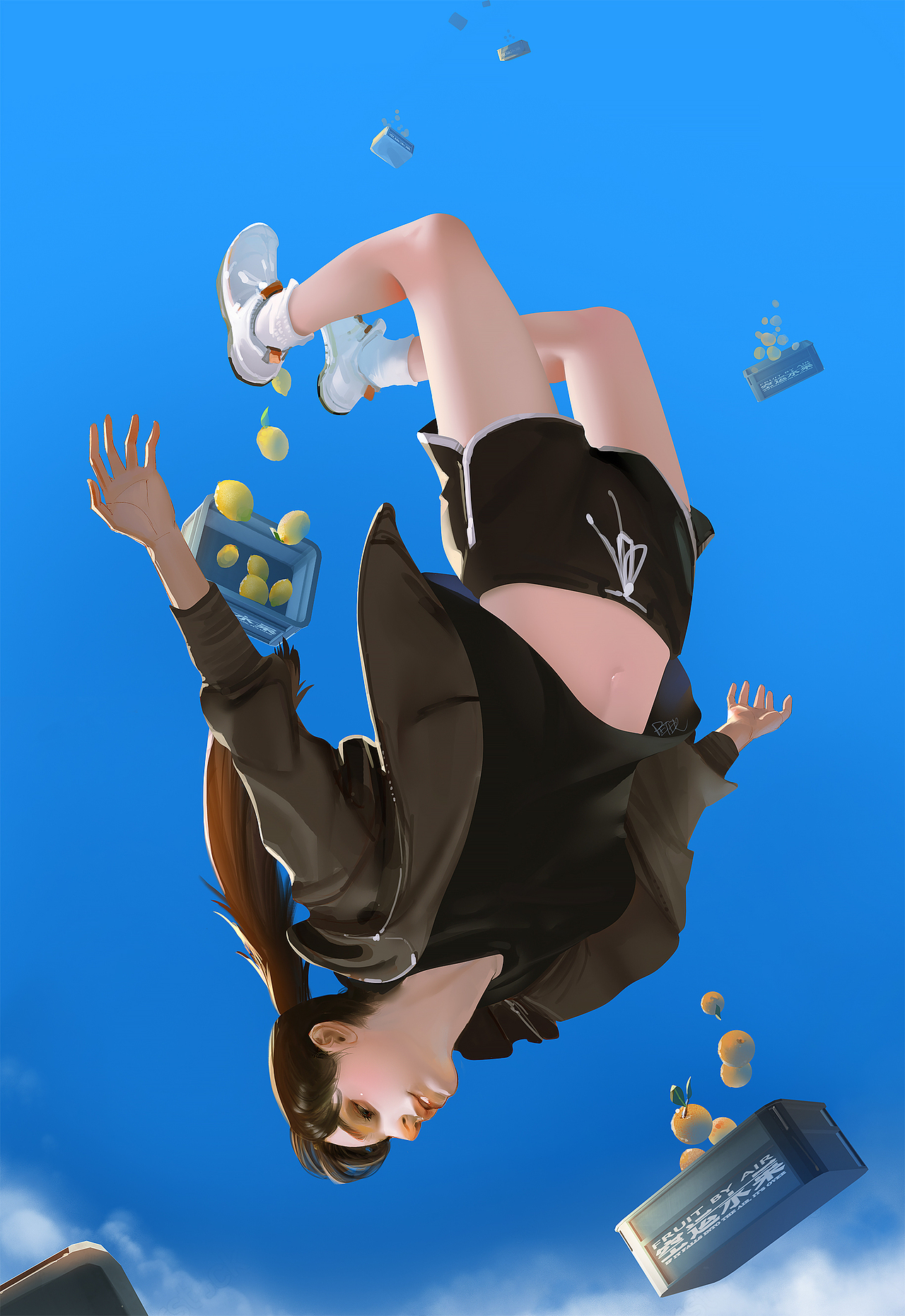 小姐姐，我提醒一句，你没有降落伞哦。 ​​​​（图ZMjc0OTEwMTc2） - 商业插画 - 站酷设计师Peter肖吉原创素材 - 站酷ZCOOL