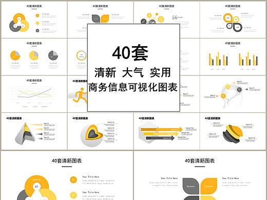 40套清新实用商务信息可视化通用PPT图表合集