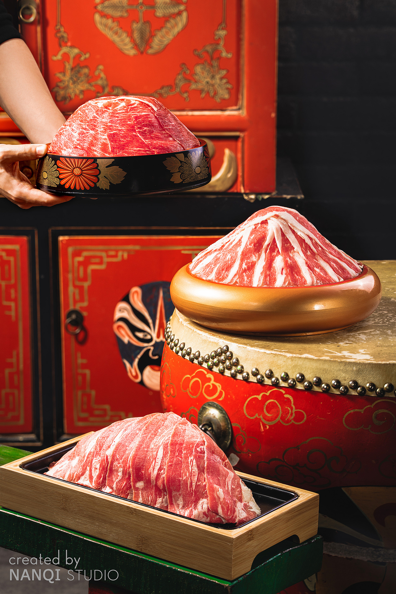 美食摄影大脸谱火锅