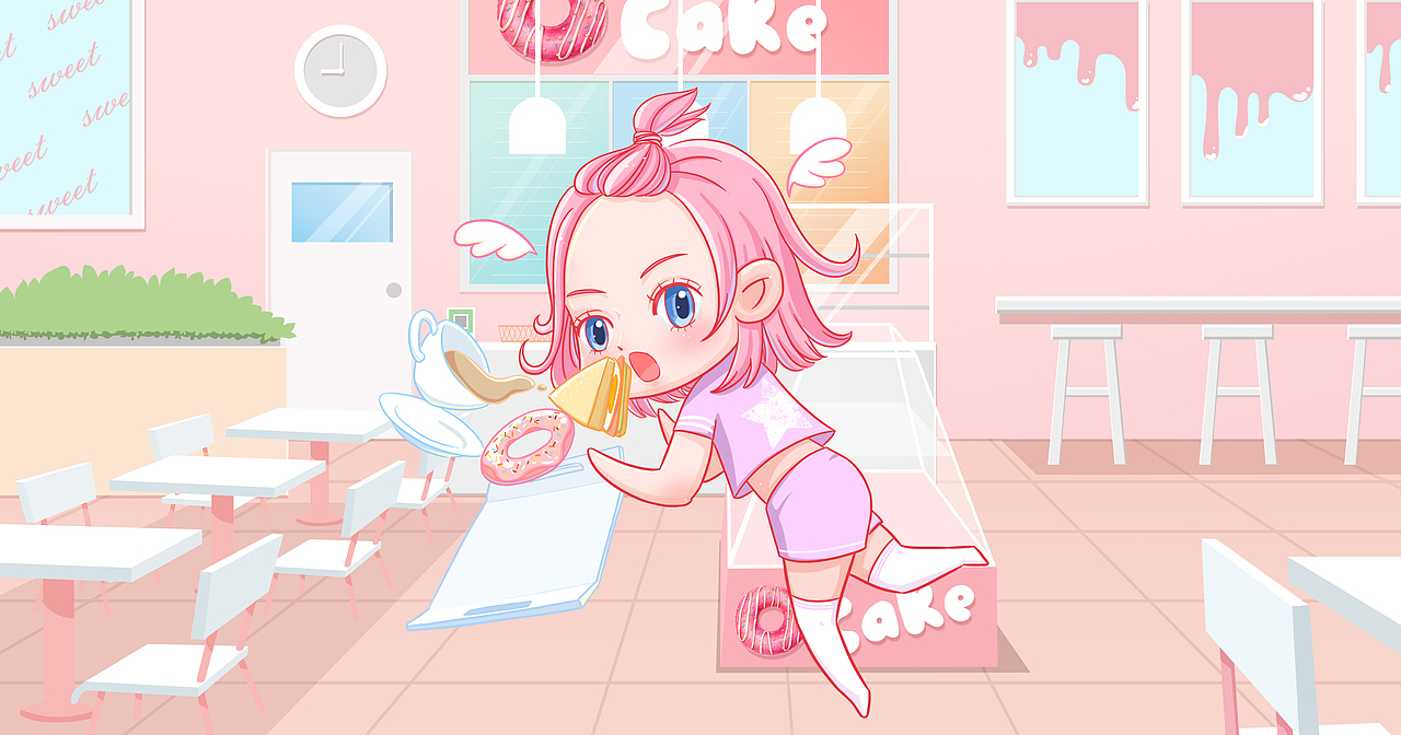 漫画场景商业插画手绘创作时间2019/07/09添加表情元素动力 | 冯伟