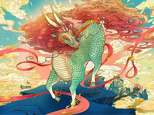 插画|《麒麟祥瑞》中国传统瑞兽插画设计