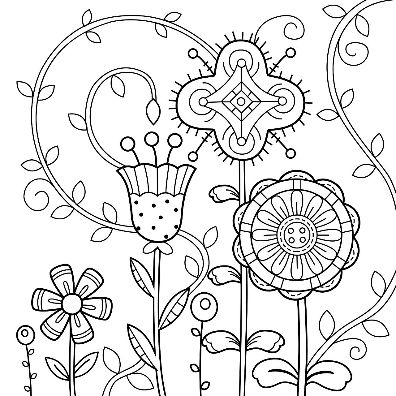 线描 不对称的花朵|平面|图案|一oo一 - 原创作品 - 站酷 (zcool)