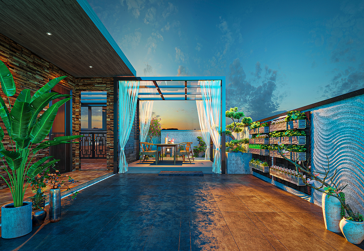 花园映晚霞（图ZMTk1OTc1NTI4） - 家装设计 - 站酷设计师悅來閣主原创素材 - 站酷ZCOOL