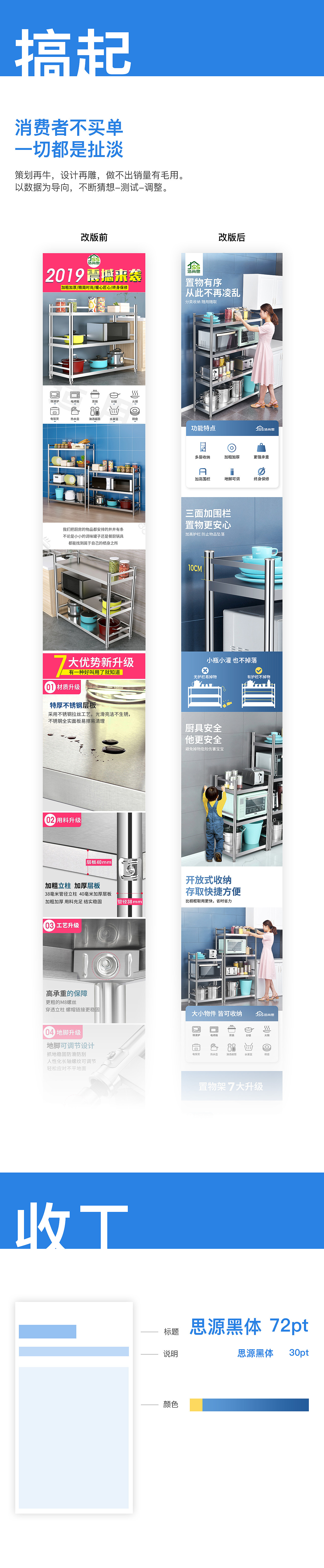 洁尚思 不锈钢厨房置物架 爆款详情页策划 月销1万+