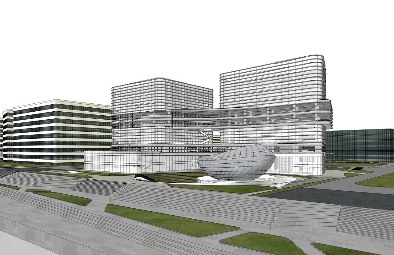 现代办公楼设计su模型下载|空间|建筑设计|素模网 - 原创作品 - 站酷