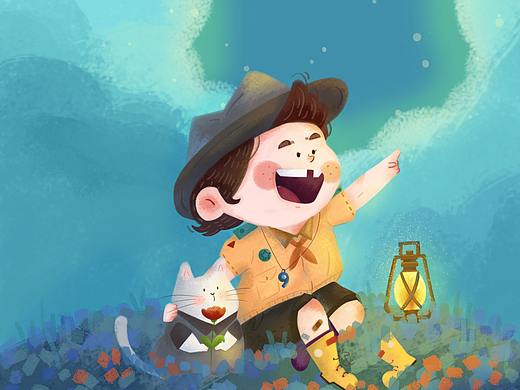 星空下的我（个人主页-ZNTU3ODU2NzY=） - 儿童插画 - 站酷设计师小琴XQ原创素材 - 站酷ZCOOL