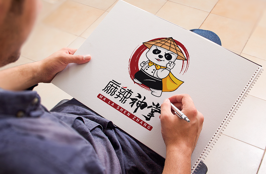 麻辣神掌 卡通 logo设计