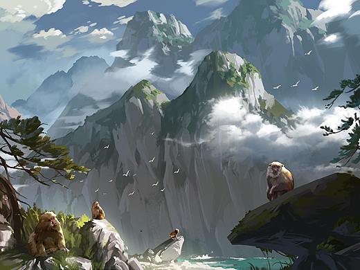 厚涂场景，部分动植物手绘整理