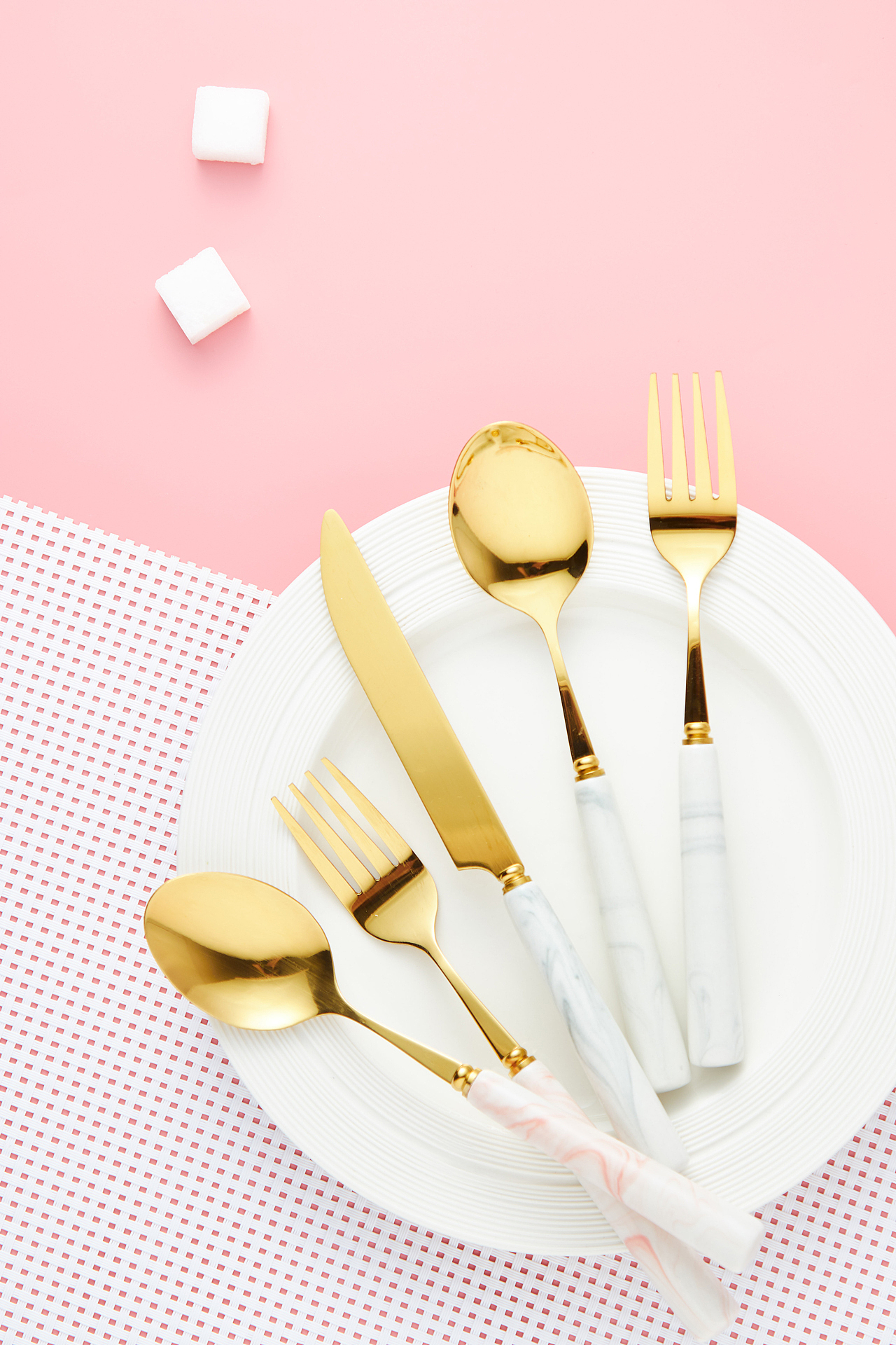 大理石刀叉勺拍摄