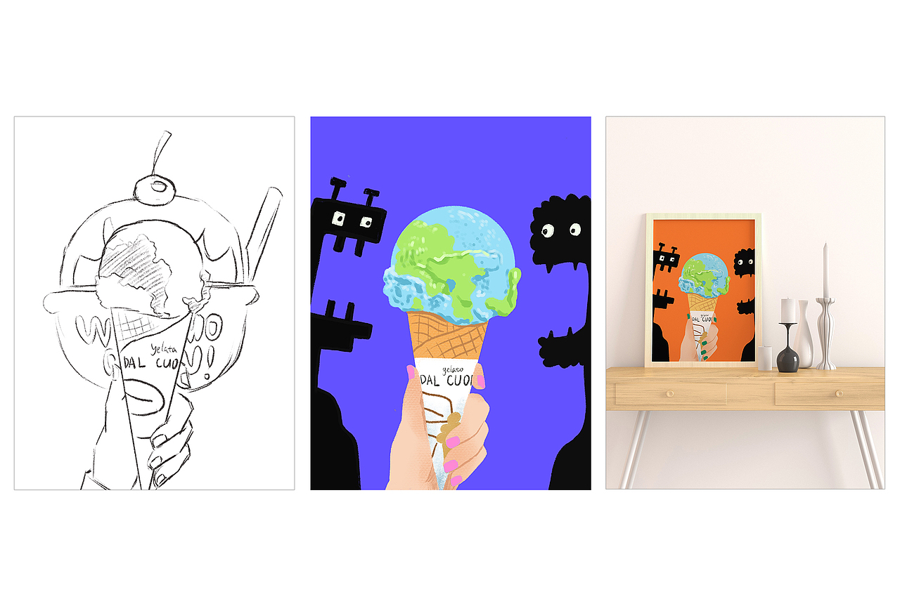 夏天的第一支冰激凌 | 插画