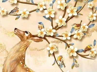 鹿装饰画（个人主页-ZMzcyNzcyNDQ=） - 商业插画 - 站酷设计师墙角呆瓜原创素材 - 站酷ZCOOL