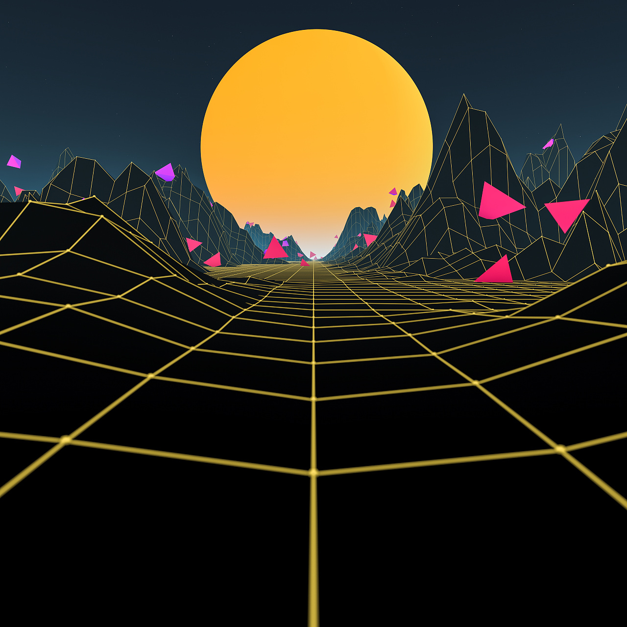 synthwave——c4d每日打卡 20/365|三维|场景|zenwi