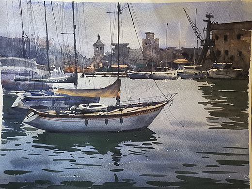 停泊的帆船（个人主页-ZNTM4ODM2ODQ=） - 绘画 - 站酷设计师Blue0529原创素材 - 站酷ZCOOL