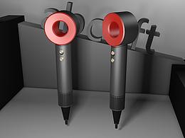 C4D吹風(fēng)機(jī)建模渲染