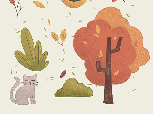 原创插画秋天小元素