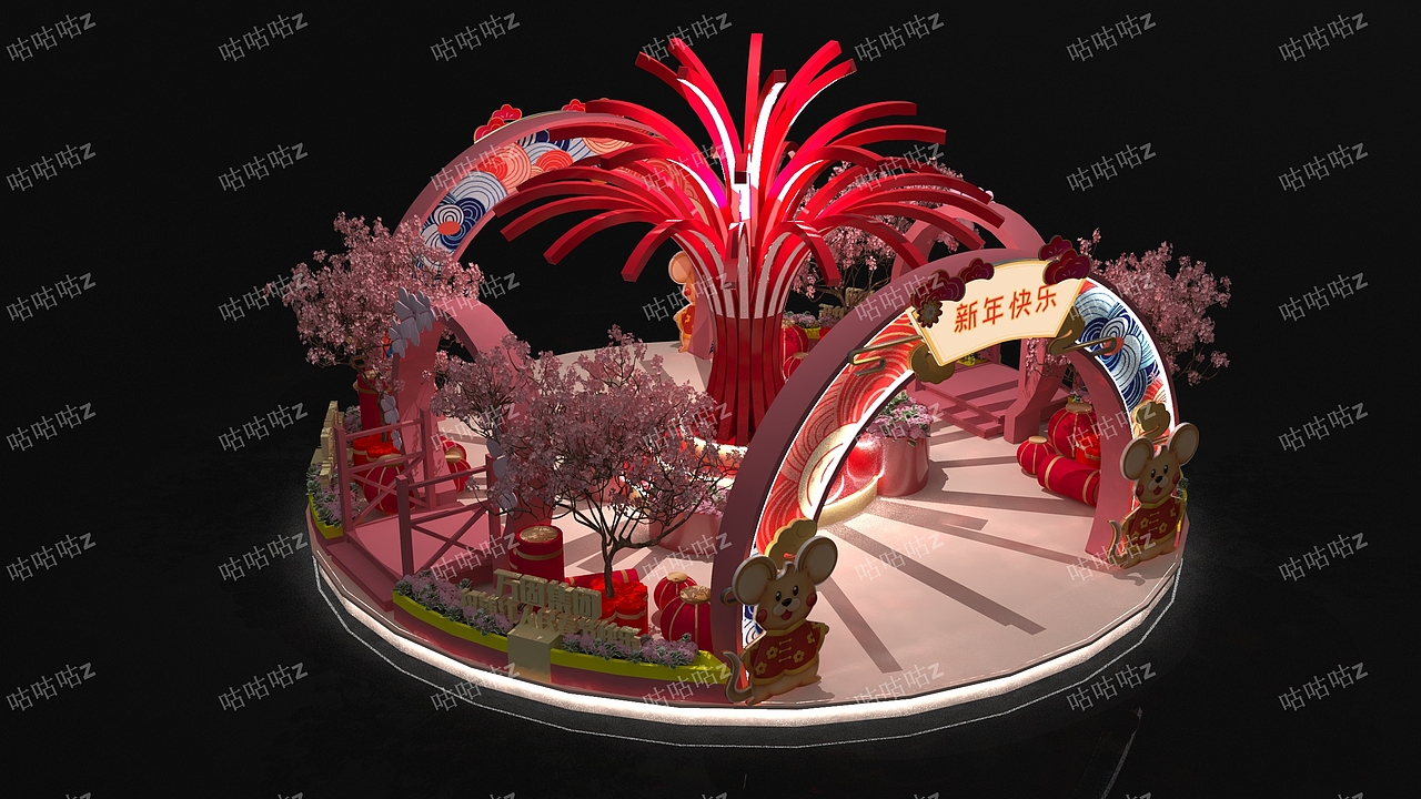 新年美陈 可惜没落地的 我觉得做得还行的（图ZMjM0NzIxODMy） - 展陈设计 - 站酷设计师咕咕咕z原创素材 - 站酷ZCOOL