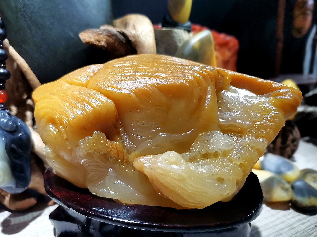 西域玉雕大师许像元作品金丝玉山水摆件高山流水觅知音