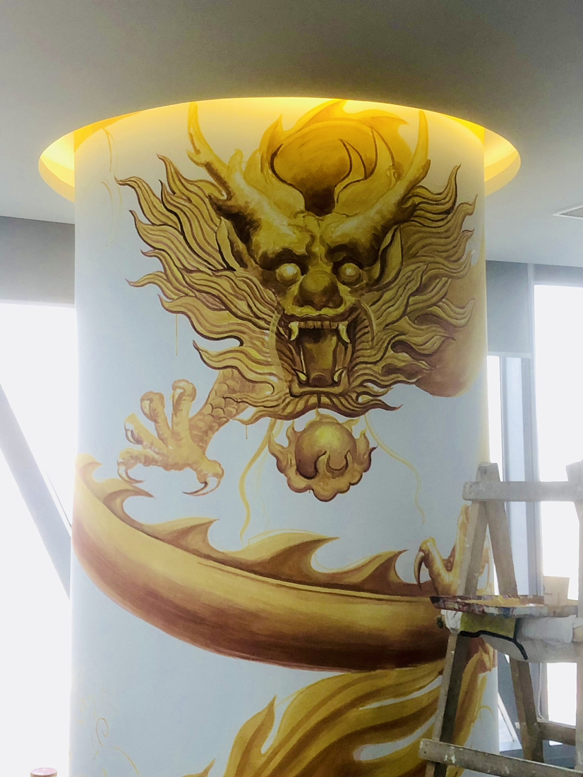 为公司大厅柱子墙绘盘龙是个什么体验（图ZMzI3NzAyMjM2） - 其他手工艺 - 站酷设计师马良艺术原创素材 - 站酷ZCOOL