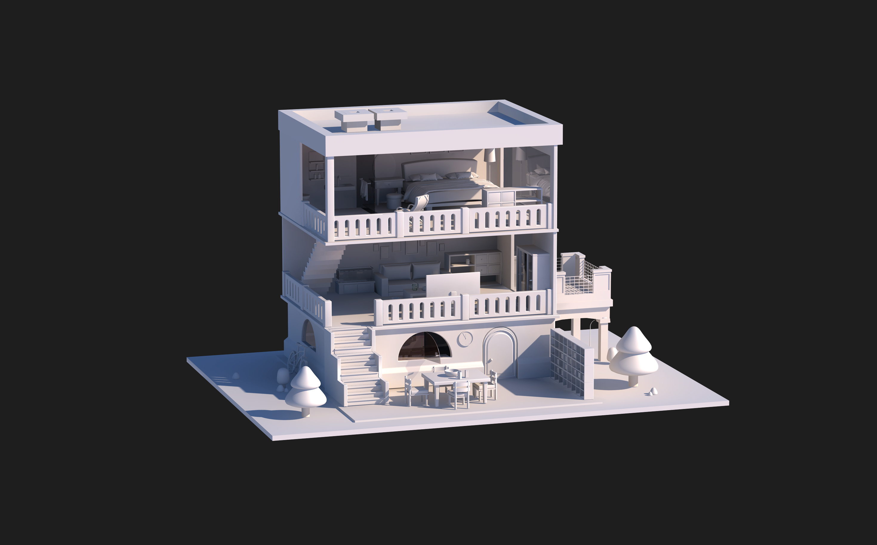 zombie乐的c4d小房子 c4d场景