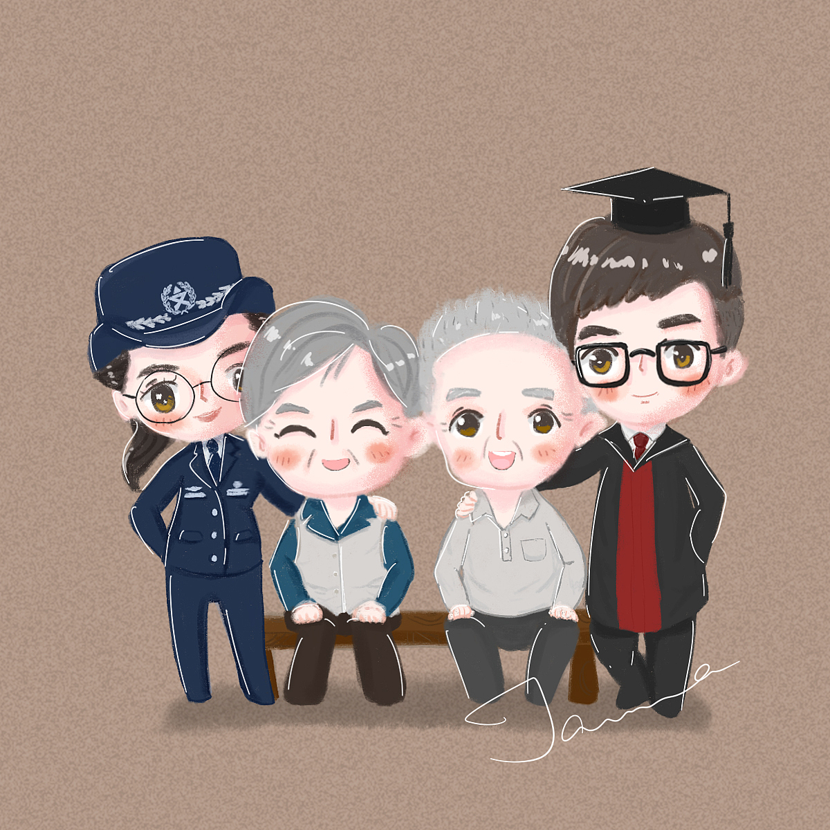 家庭q版合照 情侣q版(客单)