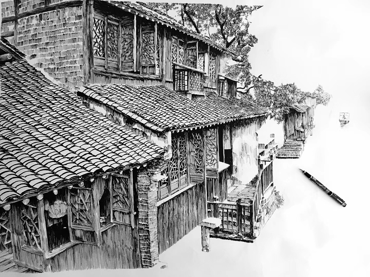 钢笔画江南水乡|纯艺术|绘画|马国斌钢笔画 - 原创作品 - 站酷 (zcool