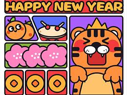 doodle風虎年插畫海報及延展